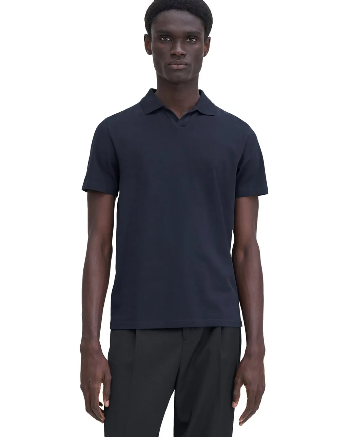 Filippa K Stretch Cotton Polo T-Shirt Navy