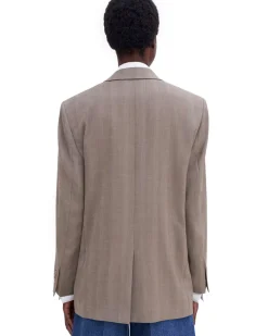 Filippa K Tailored Herringbone Blazer Khaki Beige