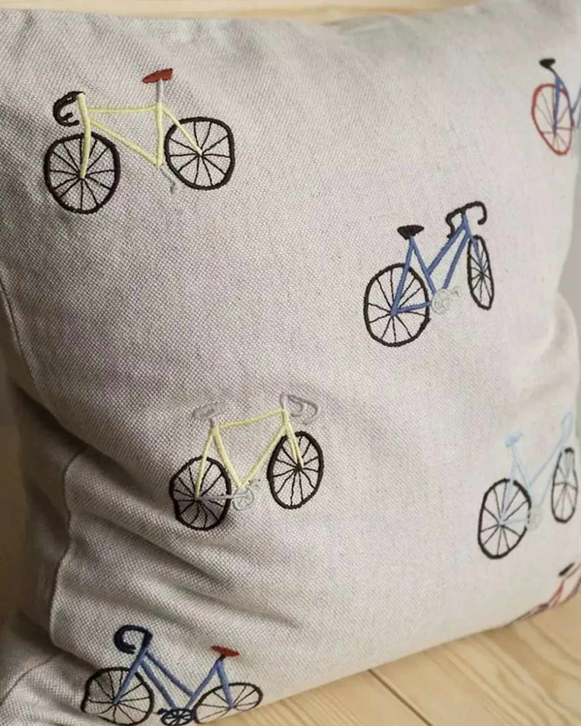 Fine Little Day Bicycles Embroidered Cushion Cover