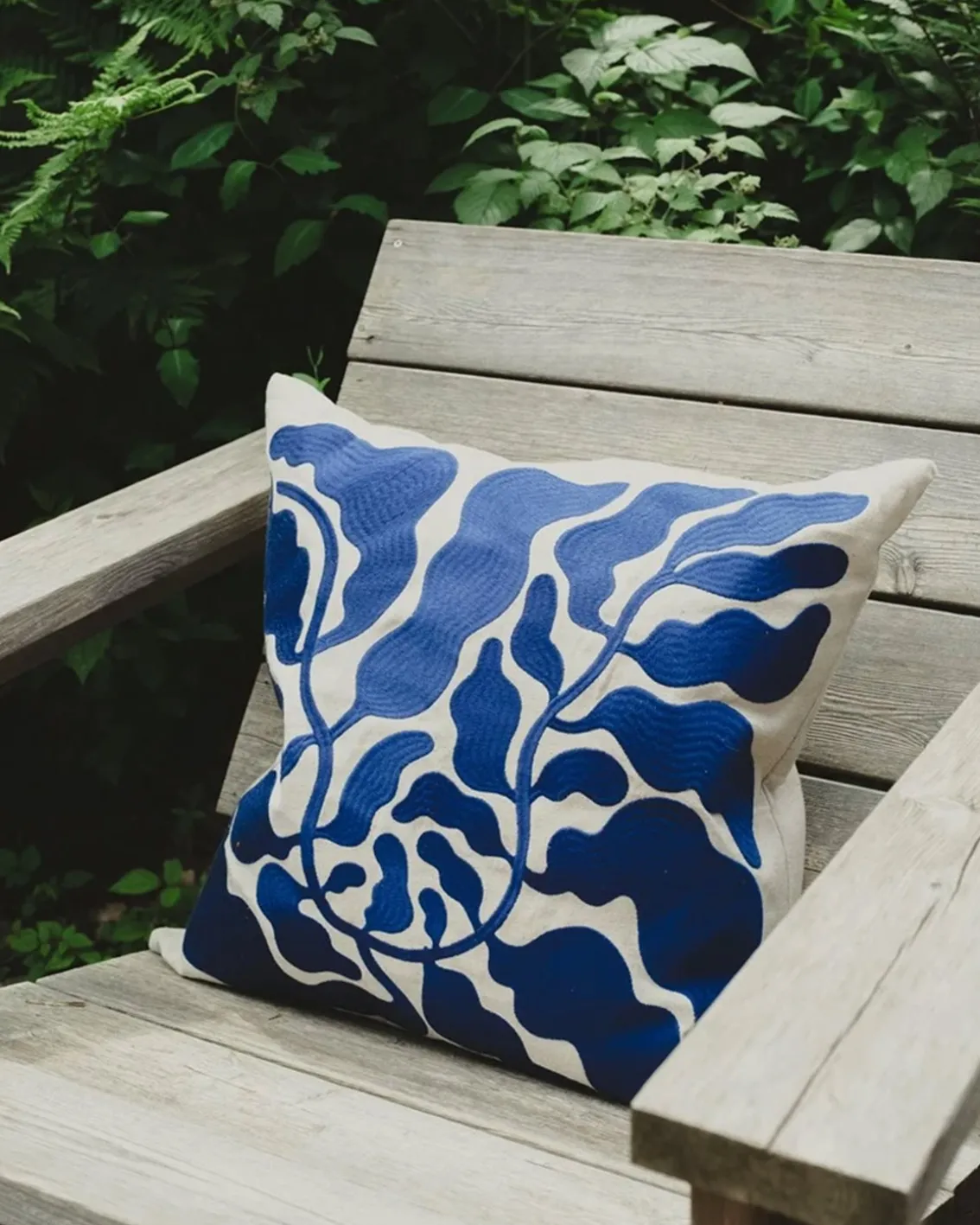 Fine Little Day Leaves Embroidered Cushion Cover