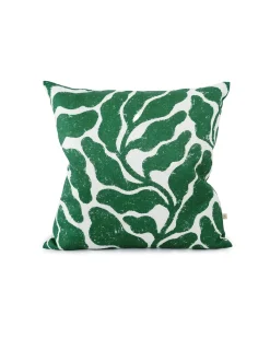 Fine Little Day Leaves Linen Cushion Cover Green