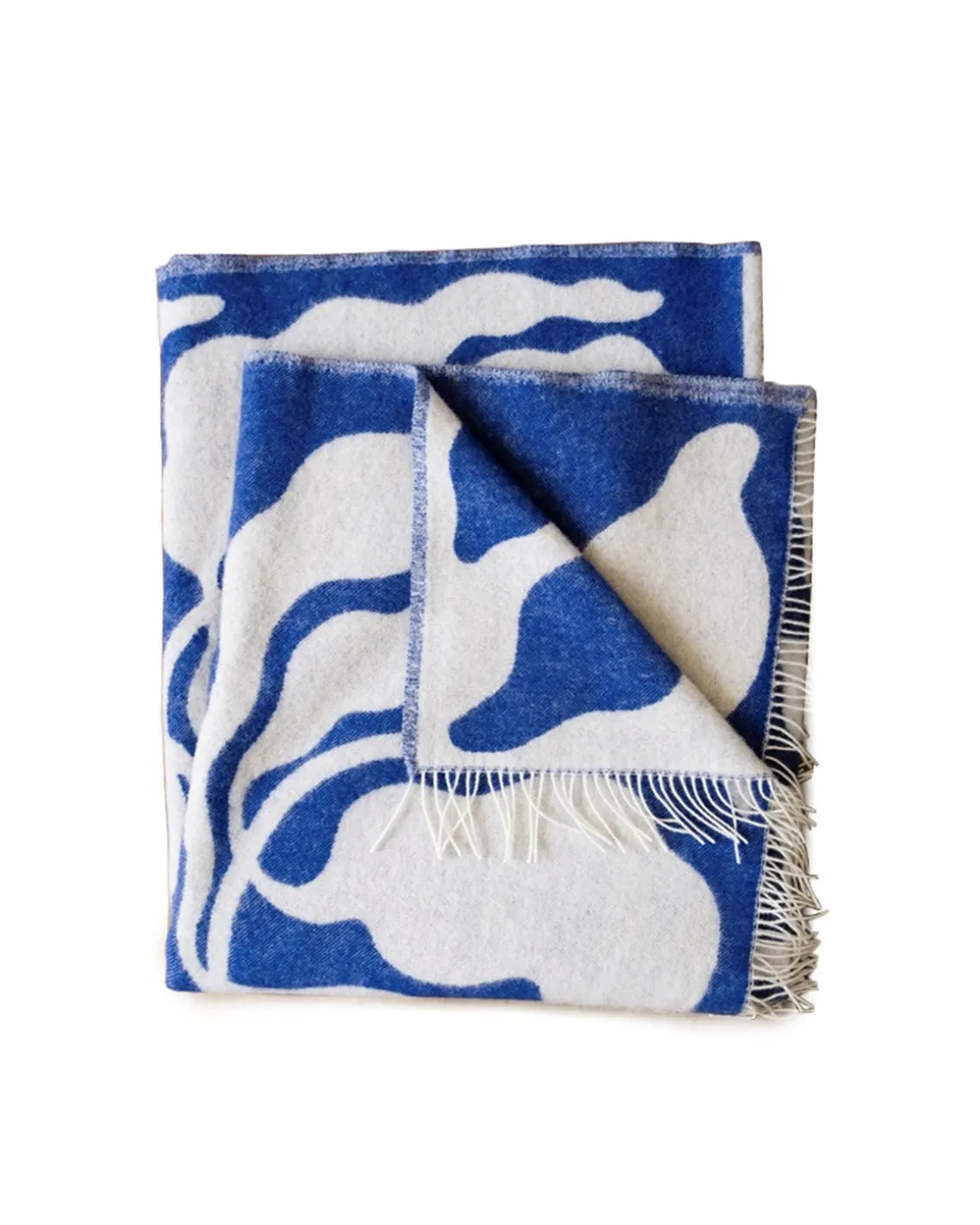 Fine Little Day Leaves Wool Blanket Blue/White