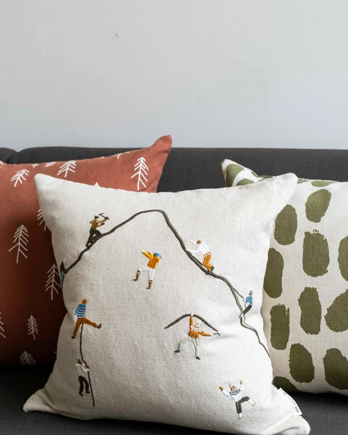 Fine Little Day Mountain Climbers Embroidered Cushion Cover