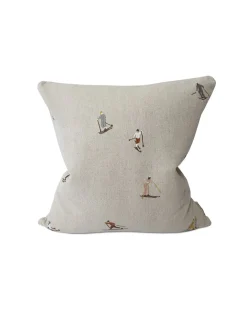 Fine Little Day Skiers Embroidered Cushion Cover