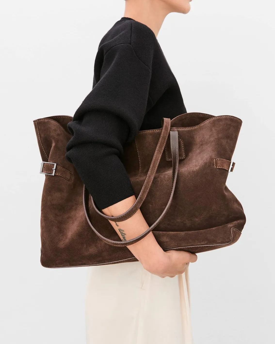 Flattered Lesley Tote Suede Chocolate