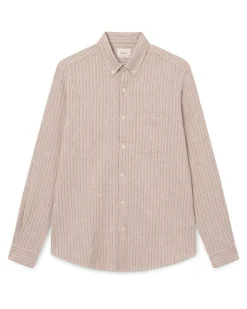 Forét Camp Linen Shirt Khaki Stripe