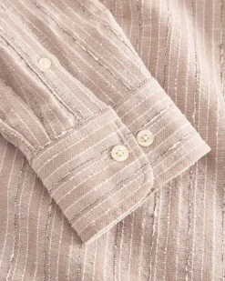 Forét Camp Linen Shirt Khaki Stripe