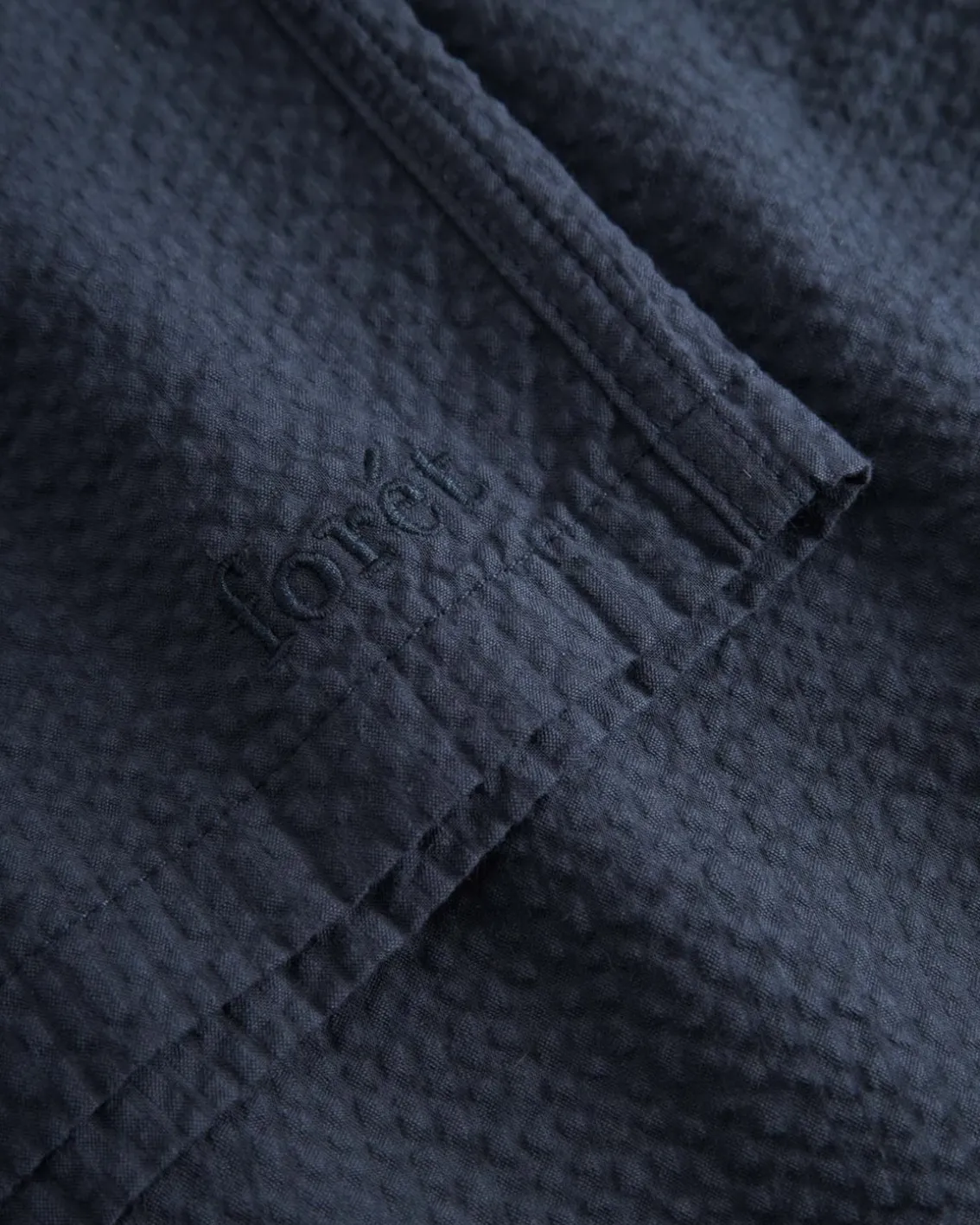 Forét Hush Seersucker Shorts Navy