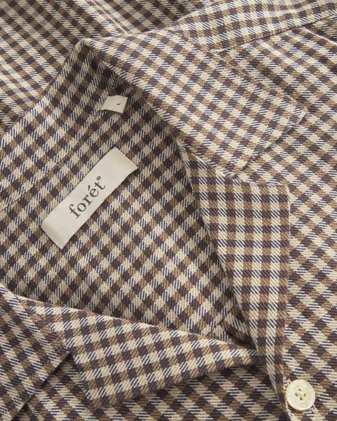 Forét Hush Twill Short Sleeve Shirt Brown Check