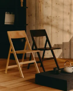Frama Folding Flat Chair Dark Brown Birch