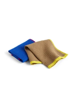 HAY Canteen Dish Cloth Set Of 2 Blue Fuchsia/Beige Yellow