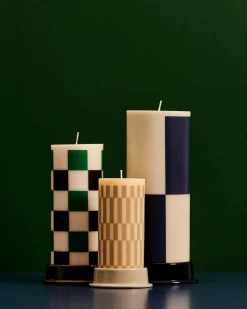 HAY Column Candle M Off White/Green/Black Check