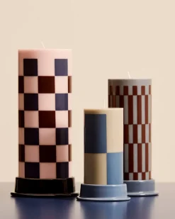 HAY Column Candleholder M Dusty Blue