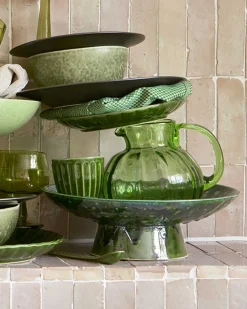 HK Living Emerald Glass Jug Olive Green