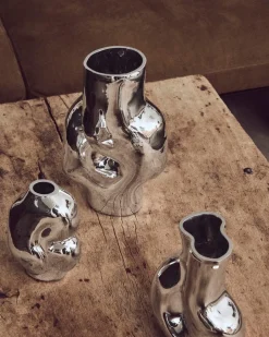 HK Living Gleam Glass High Vase Chrome