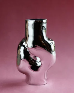 HK Living Gleam Glass High Vase Chrome