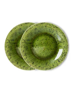 HK Living The Emeralds Ceramic Dinner Plate Set Of 2 Spotted Green
