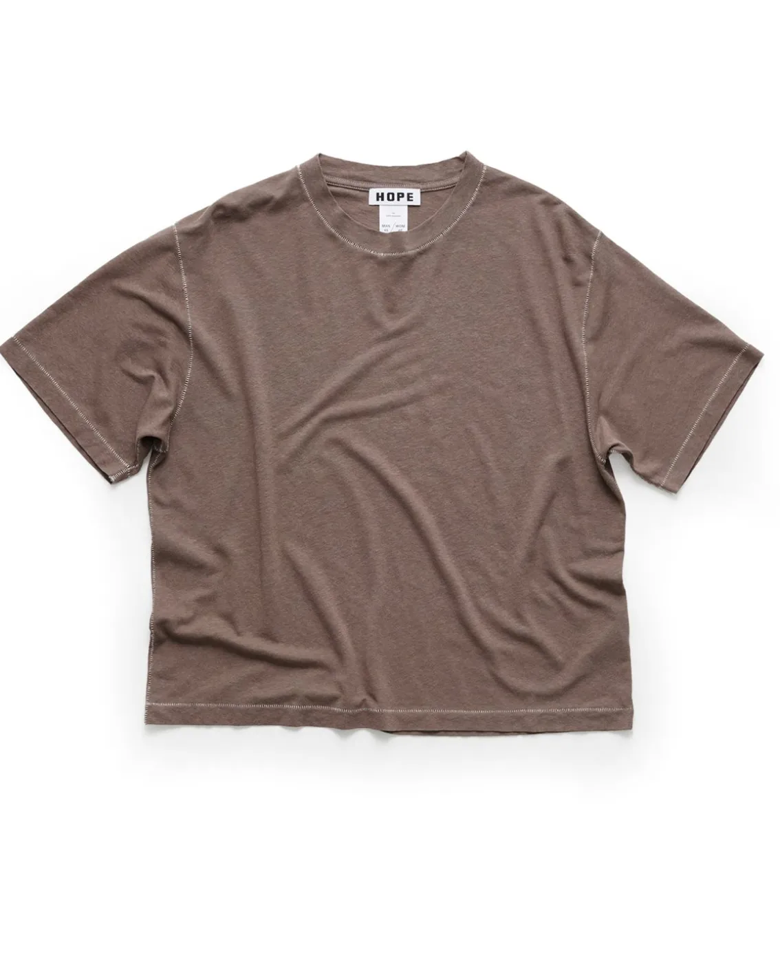 HOPE Boxy Roll Tee Plum Grey Hemp