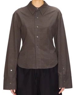 HOPE Shape Shirt Dark Brown Check