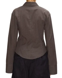 HOPE Shape Shirt Dark Brown Check