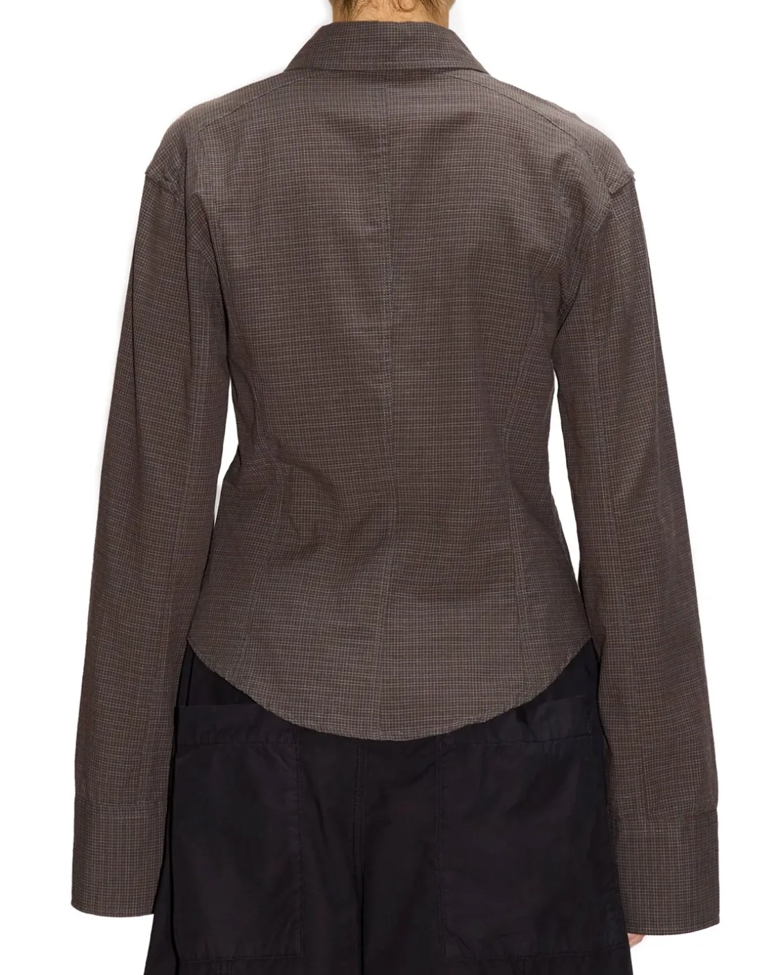 HOPE Shape Shirt Dark Brown Check