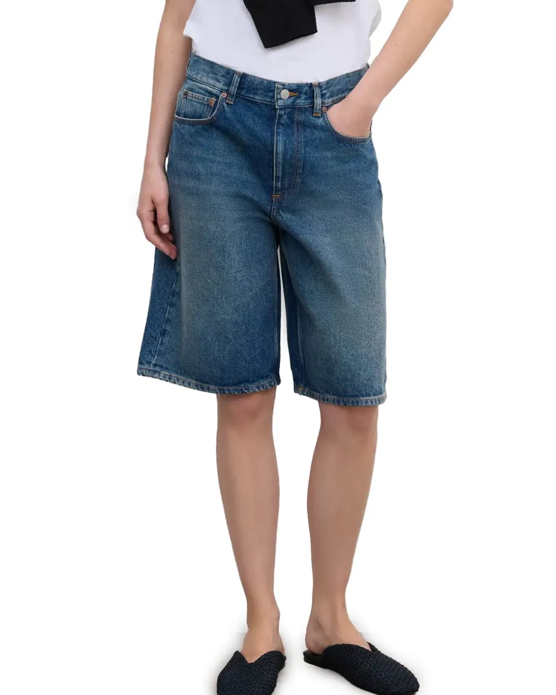 House of Dagmar Baggy Fit Shorts Vintage Blue