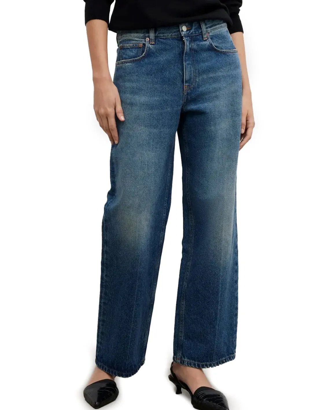 House of Dagmar Cropped Denim Vintage Blue