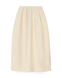 House of Dagmar Curved Pleated Skirt Cream White