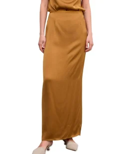 House of Dagmar Maxi Fluid Skirt Dull Gold