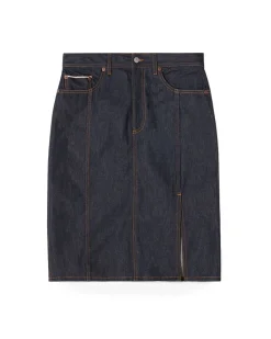 House of Dagmar Pencil Denim Skirt Selvedge Rinse