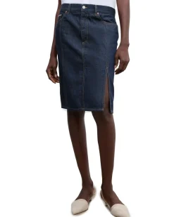 House of Dagmar Pencil Denim Skirt Selvedge Rinse