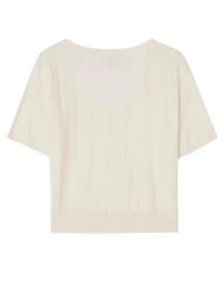 House of Dagmar Pointelle Knit Top Ivory White