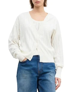 House of Dagmar Pointelle Cardigan Ivory White