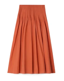 House of Dagmar Poplin Maxi Skirt Orange Rust