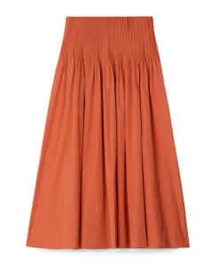 House of Dagmar Poplin Maxi Skirt Orange Rust