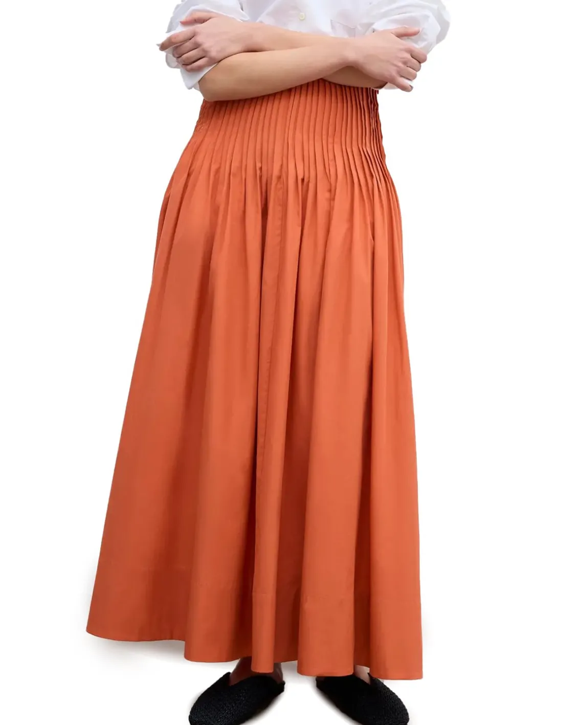House of Dagmar Poplin Maxi Skirt Orange Rust
