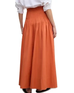 House of Dagmar Poplin Maxi Skirt Orange Rust
