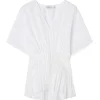 House of Dagmar Poplin V-Neck Top White