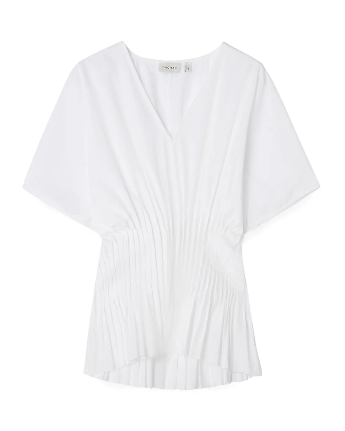 House of Dagmar Poplin V-Neck Top White