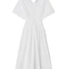 House of Dagmar Poplin V-Neck Dress White
