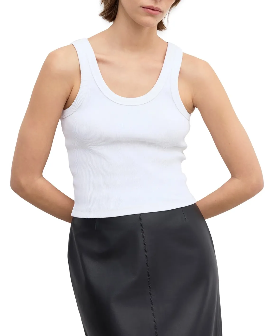 House of Dagmar Ribbed Tank Top White