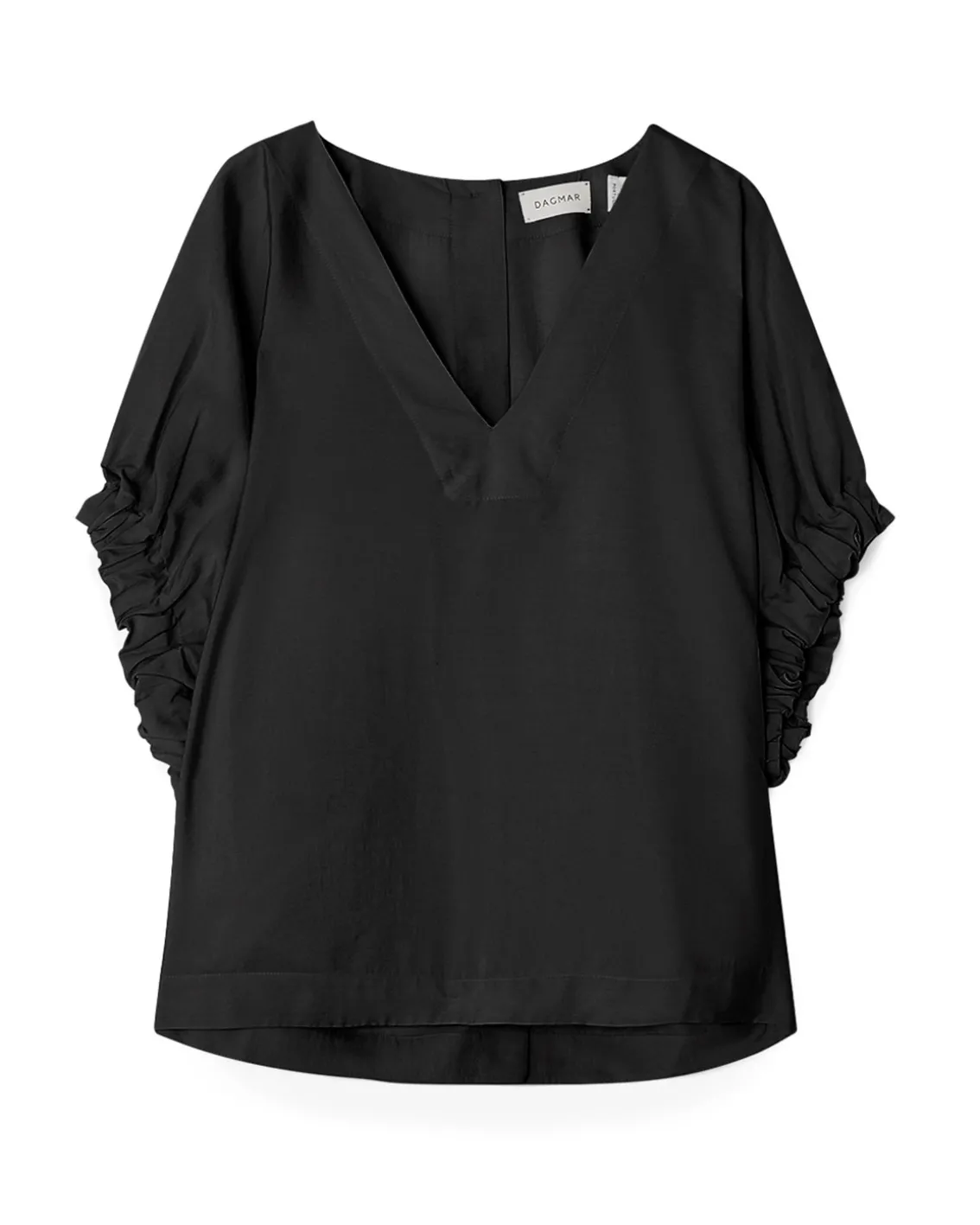 House of Dagmar Rouched V-Neck Top Black