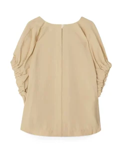 House of Dagmar Rouched V-Neck Top Desert Sand