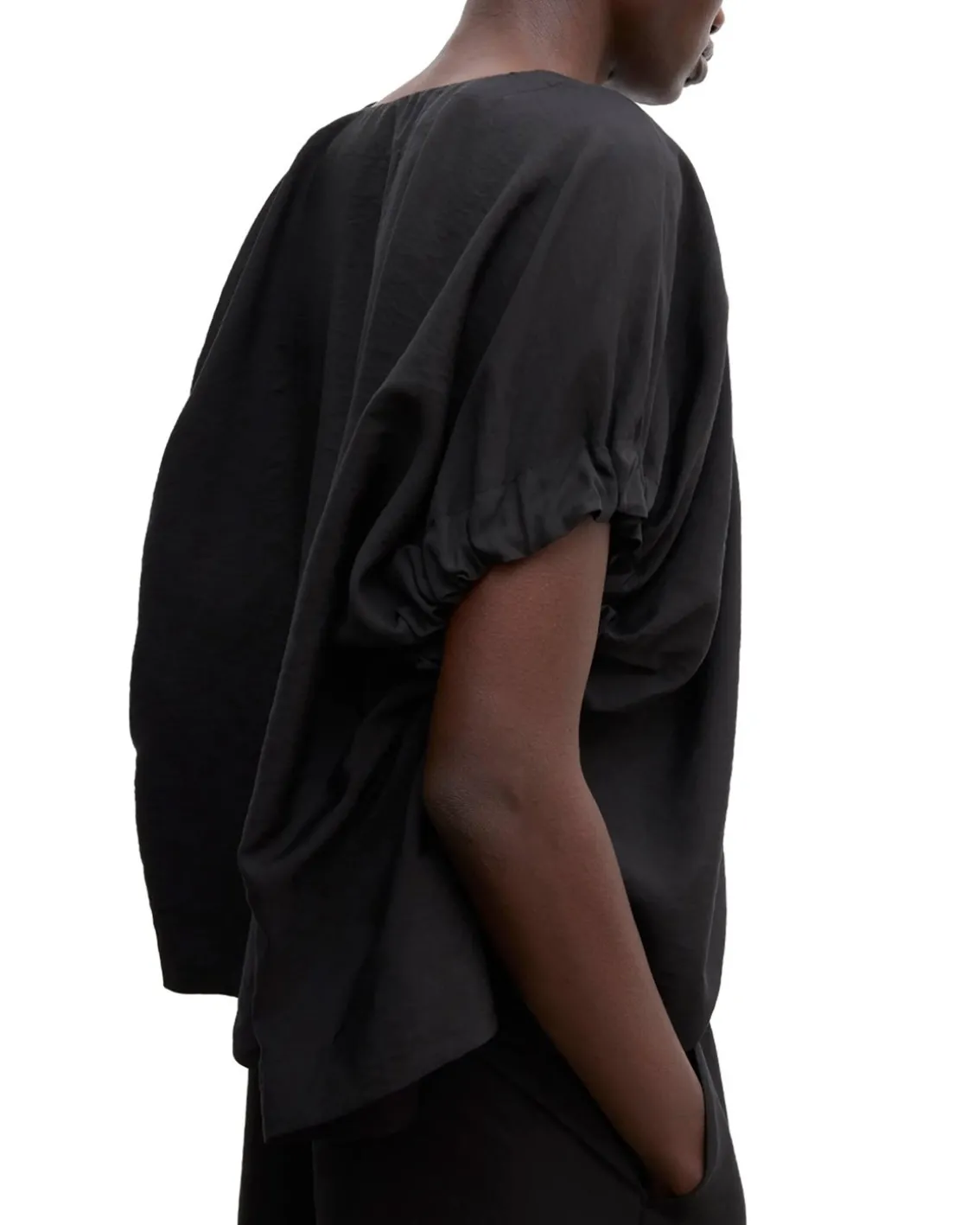 House of Dagmar Rouched V-Neck Top Black