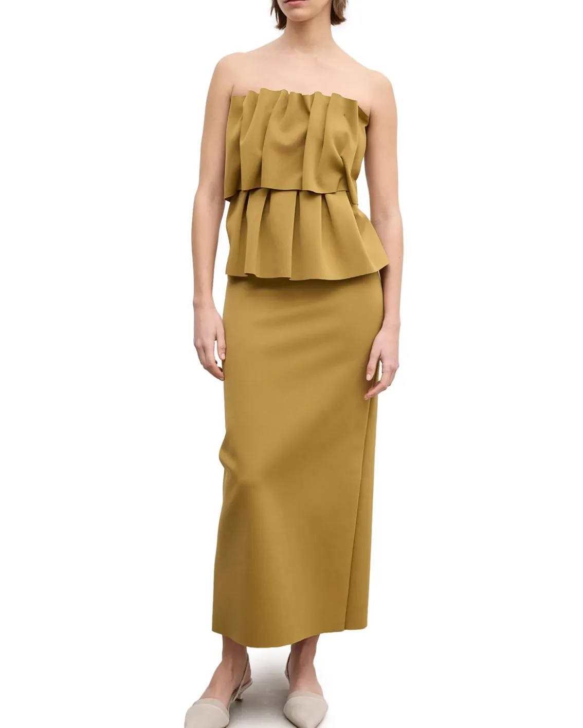 House of Dagmar Sculpted Slim Dress Dull Gold