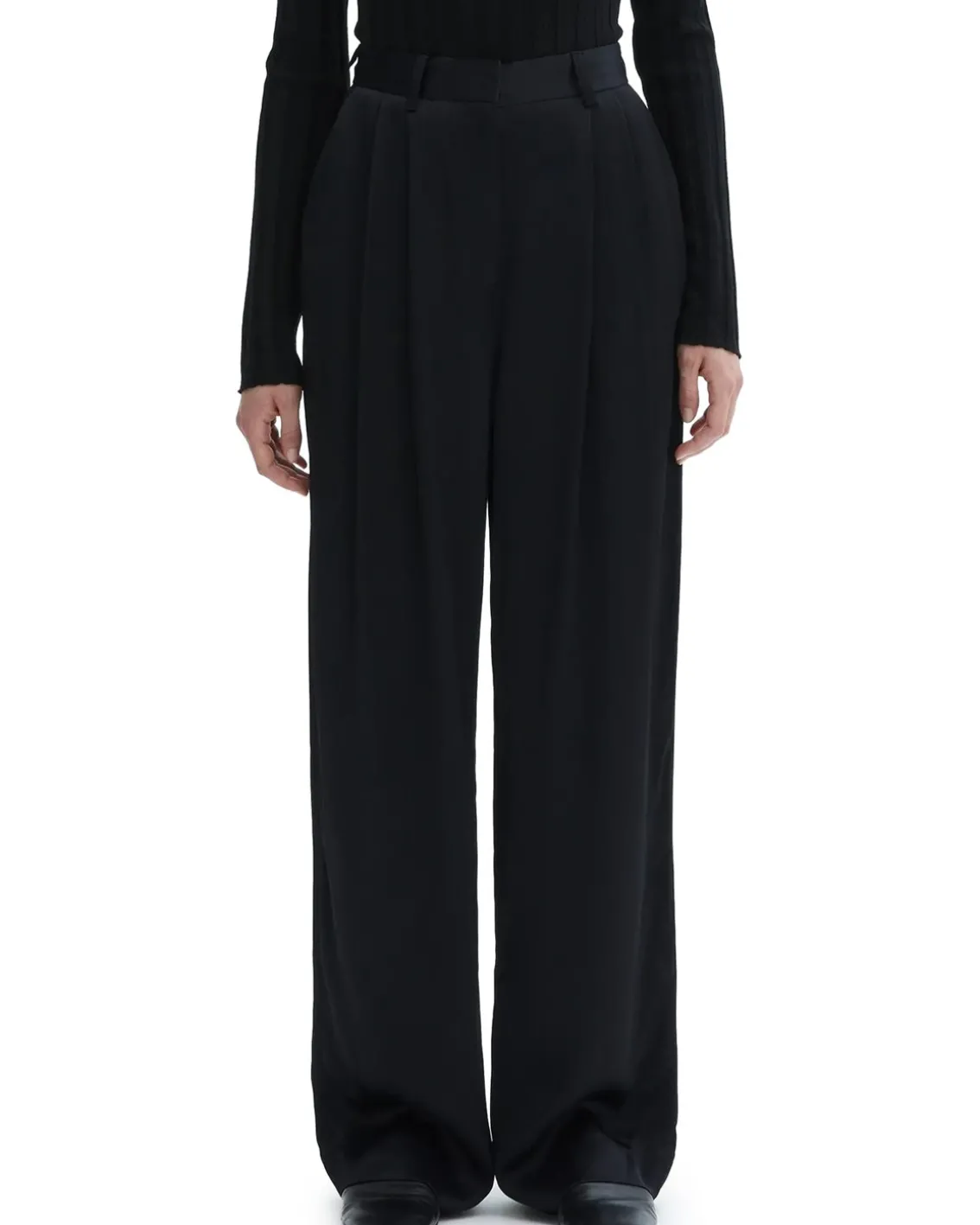 House of Dagmar Shiny Wide Suit Pant Black