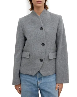 House of Dagmar Short Curved Jacket Grey Melange