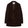 House of Dagmar Slim Suede Blazer Chocolate Brown