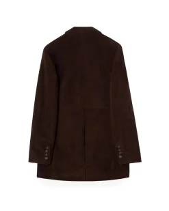 House of Dagmar Slim Suede Blazer Chocolate Brown