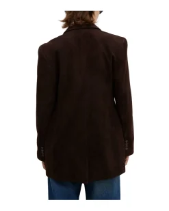 House of Dagmar Slim Suede Blazer Chocolate Brown
